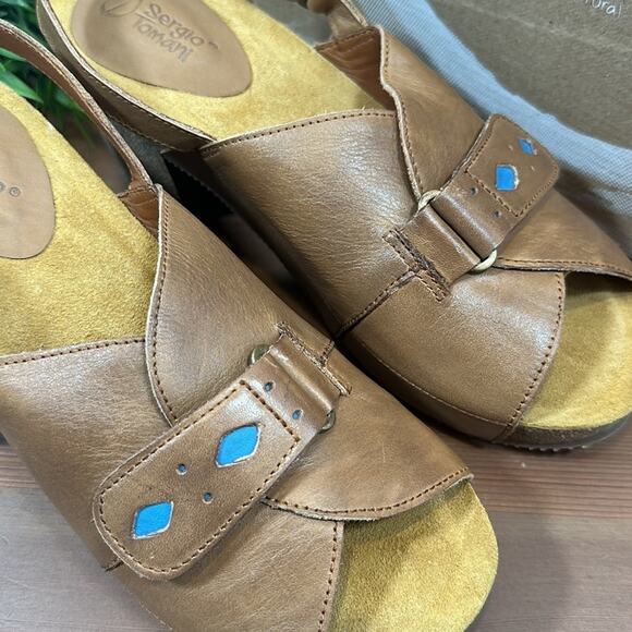 Sergio Tomani Pluma Leather Heeled Sandals Size 39 - Picture 4 of 12